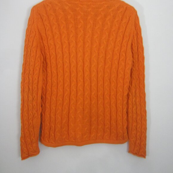 Unbranded Womens L Orange Peruvian Pima Cotton LS Cable Knit Mock Neck Sweater - Picture 6 of 10
